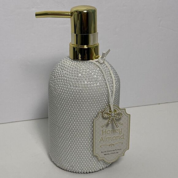 Pearlized Hand Pump Soap Dispenser Honey Almond Gold Top NWT Bathroom Decor - Picture 1 of 10